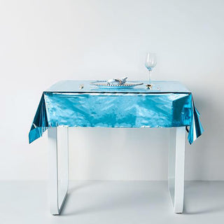Turquoise Metallic Foil Square Tablecloth