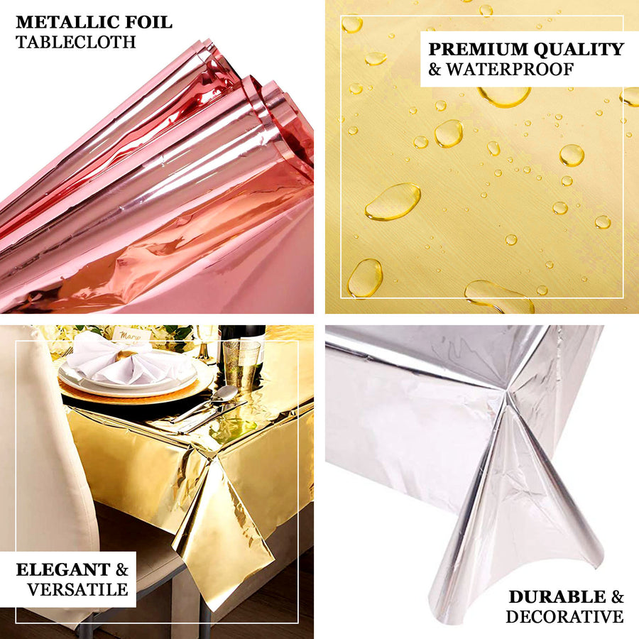 50inchx50inch Rose Gold Metallic Foil Square Tablecloth, Disposable Table Cover - Blush