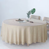 108" Beige Linen Round Tablecloth | Slubby Textured Wrinkle Resistant Tablecloth