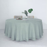 108inch Dusty Blue Linen Round Tablecloth | Slubby Textured Wrinkle Resistant Tablecloth