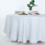 108" Silver Linen Round Tablecloth | Slubby Textured Wrinkle Resistant Tablecloth