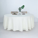 108" White Linen Round Tablecloth | Slubby Textured Wrinkle Resistant Tablecloth