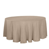 120" Taupe Linen Round Tablecloth | Slubby Textured Wrinkle Resistant Tablecloth