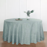 120inch Dusty Blue Linen Round Tablecloth, Slubby Textured Wrinkle Resistant Tablecloth