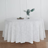 120" White Linen Round Tablecloth | Slubby Textured Wrinkle Resistant Tablecloth