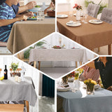 60"x102" Taupe Linen Rectangle Tablecloth | Slubby Textured Wrinkle Resistant Tablecloth