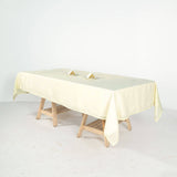 60x102 Ivory Linen Rectangular Tablecloth | Slubby Textured Wrinkle Resistant Tablecloth