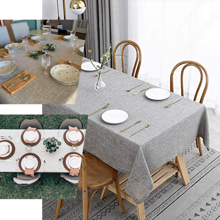 60"x126" White Rectangular Tablecloth, Linen Table Cloth With Slubby Textured, Wrinkle Resistant