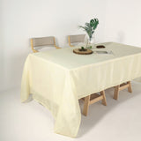60"x126" Ivory Linen Rectangular Tablecloth, Slubby Textured Wrinkle Resistant Tablecloth
