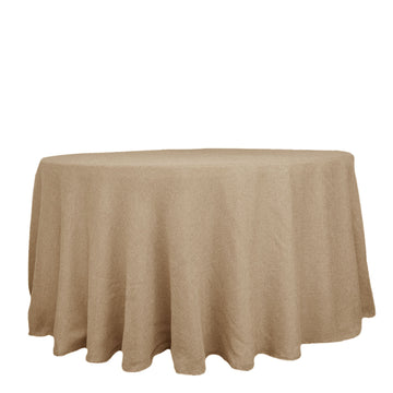 108" Natural Jute Seamless Faux Burlap Round Tablecloth Boho Chic Table Linen