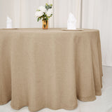 108 inch Natural Jute Faux Burlap Round Tablecloth | Boho Chic Table Linen