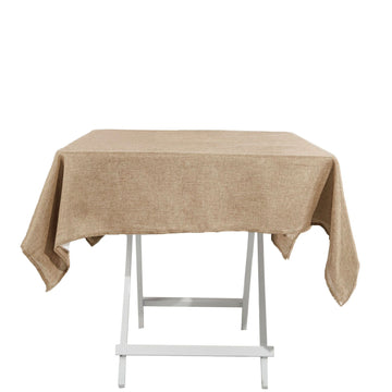 54" Natural Jute Seamless Faux Burlap Square Tablecloth | Boho Chic Table Linen