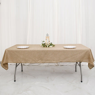 Natural Jute Seamless Faux Burlap Rectangular Tablecloth - Rustic Elegance for Your Event