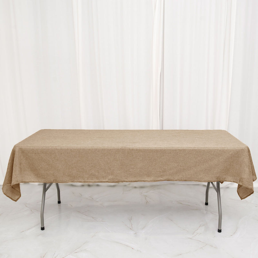 54x96inch Natural Jute Faux Burlap Rectangular Tablecloth | Boho Chic Decor