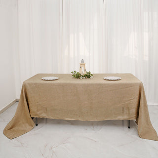 Elevate Your Event Decor with the Natural Jute Faux Burlap Rectangular Tablecloth