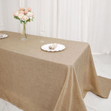 90x132 inches Natural Jute Faux Burlap Rectangular Tablecloth | Boho Chic Table Linen