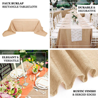 Enhance Your Event Decor with the 90x132 Natural Jute Tablecloth