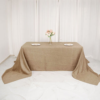 Elevate Your Event with the Natural Jute Faux Burlap Tablecloth