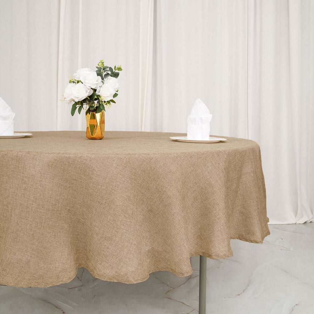 90" Natural Jute Faux Burlap Square Tablecloth
