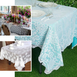 60"x108" Premium Lace White Rectangular Oblong Tablecloth