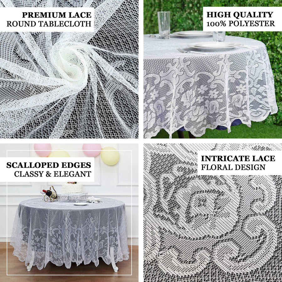 70inch Premium Lace Ivory Round Tablecloth