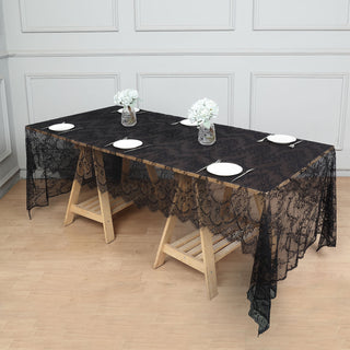 Black Premium Lace Seamless Rectangle Tablecloth