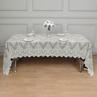 Ivory Premium Lace Seamless Rectangle Tablecloth