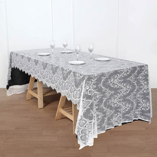 Unleash Your Creativity: White Premium Lace Seamless Rectangle Tablecloth