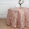 120inch Dusty Rose 3D Leaf Petal Taffeta Fabric Round Tablecloth