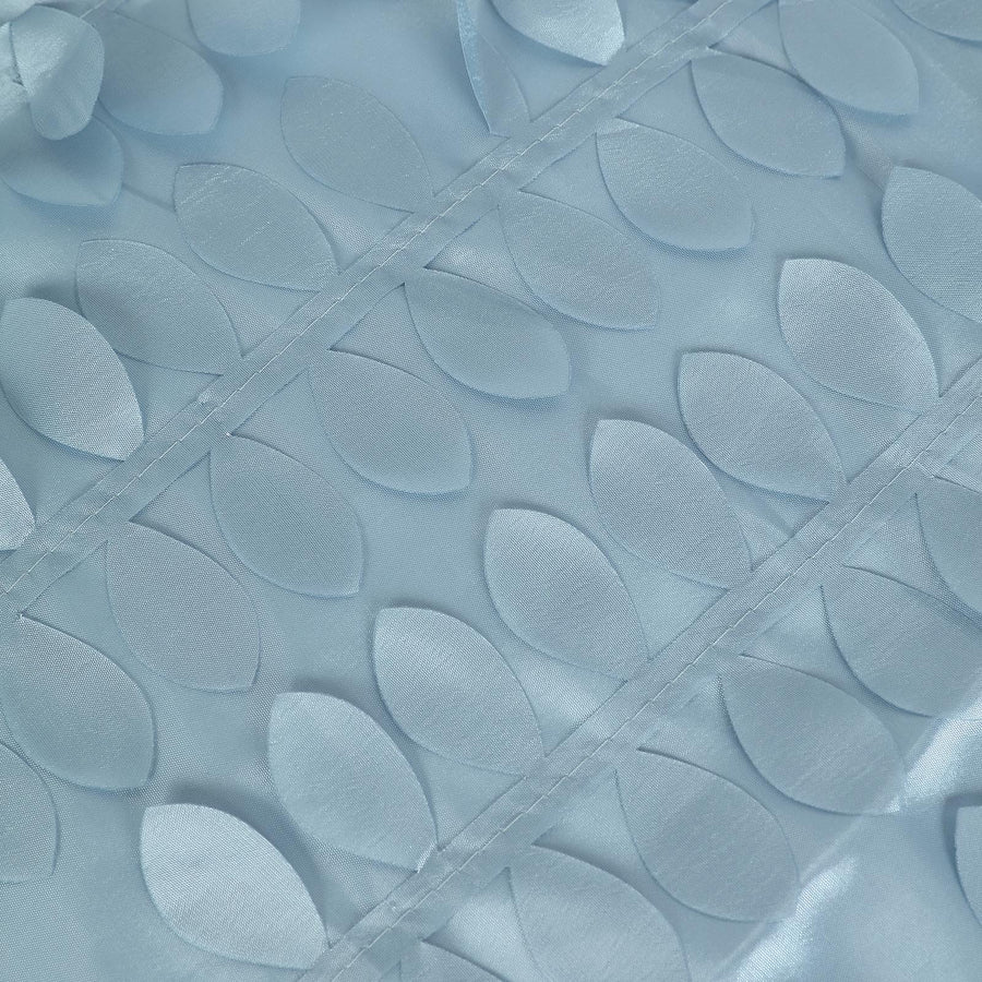 120inch Dusty Blue 3D Leaf Petal Taffeta Fabric Round Tablecloth#whtbkgd