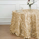 120inch Champagne 3D Leaf Petal Taffeta Fabric Round Tablecloth
