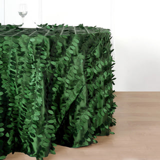 Versatile and Durable Green Leaf Petal Taffeta Round Tablecloth