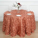 120inch Terracotta (Rust) 3D Leaf Petal Taffeta Fabric Seamless Round Tablecloth