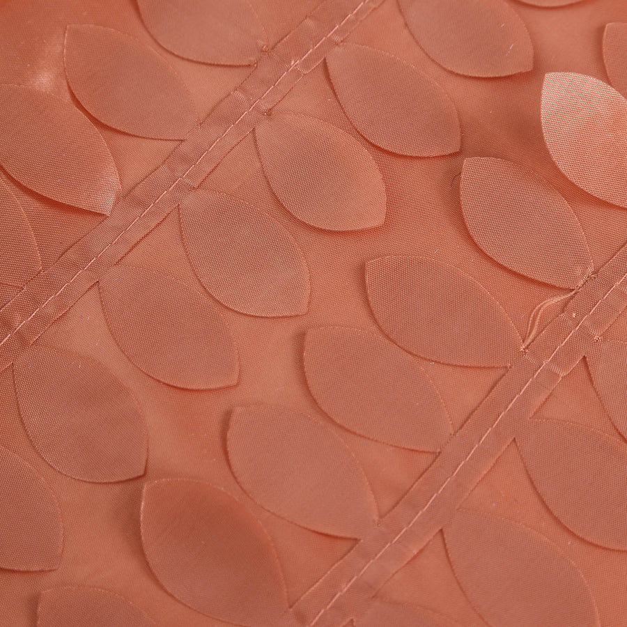 120inch Terracotta (Rust) 3D Leaf Petal Taffeta Fabric Seamless Round Tablecloth#whtbkgd
