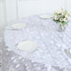120inch White 3D Leaf Petal Taffeta Fabric Round Tablecloth