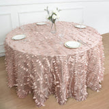 132inch Dusty Rose 3D Leaf Petal Taffeta Fabric Round Tablecloth