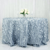 132inch Dusty Blue 3D Leaf Petal Taffeta Fabric Round Tablecloth