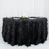132inch Black 3D Leaf Petal Taffeta Fabric Round Tablecloth
