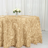 132inch Champagne Leaf Petal Taffeta Round Tablecloth