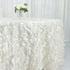 132Inch Ivory Leaf Petal Taffeta Round Tablecloth