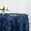 132inch Navy Blue 3D Leaf Petal Taffeta Fabric Round Tablecloth