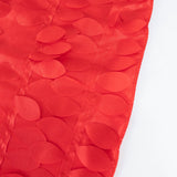 132inch Red 3D Leaf Petal Taffeta Fabric Round Tablecloth
