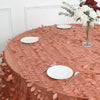 132inch Terracotta 3D Leaf Petal Taffeta Fabric Round Tablecloth