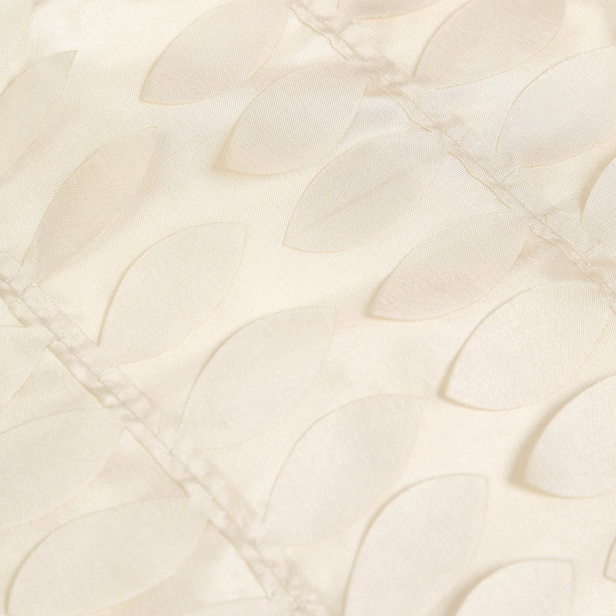 54inch Beige 3D Leaf Petal Taffeta Fabric Square Tablecloth#whtbkgd