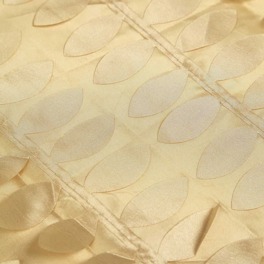 54inch Champagne 3D Leaf Petal Taffeta Fabric Square Tablecloth#whtbkgd