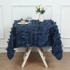 54inch Navy Blue 3D Leaf Petal Taffeta Fabric Square Tablecloth