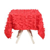 54inch Red 3D Leaf Petal Taffeta Fabric Square Tablecloth