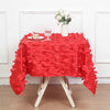 54inch Red 3D Leaf Petal Taffeta Fabric Square Tablecloth