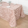 90x132inch Dusty Rose 3D Leaf Petal Taffeta Fabric Rectangle Tablecloth