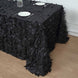 90x132inch Black 3D Leaf Petal Taffeta Fabric Rectangle Tablecloth